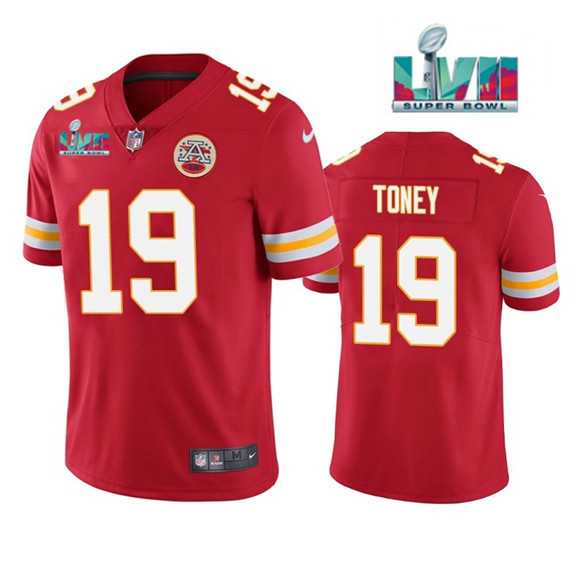 Men & Women & Youth Kansas City Chiefs #19 Kadarius Toney Red Super Bowl LVII Patch Vapor Untouchable Limited Stitched Football Jersey